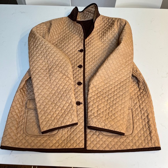 Sag Harbor Reversible Quilted Jacket Tan Brown Button Front Womens XL F23143 - Picture 7 of 12